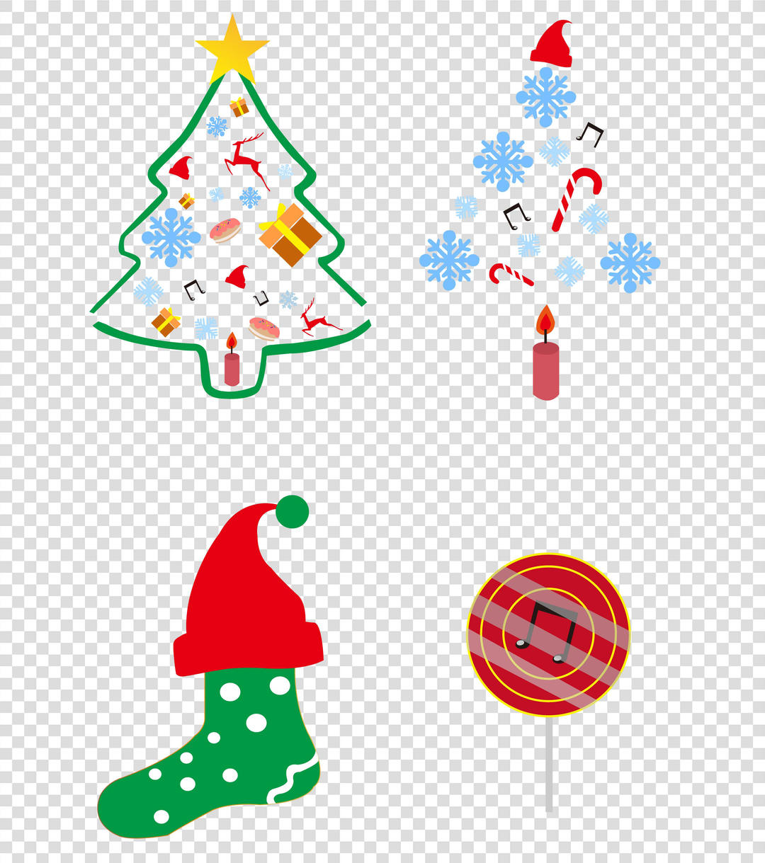 小清新卡通圣诞节元素- 节日元素- 系统之家办公